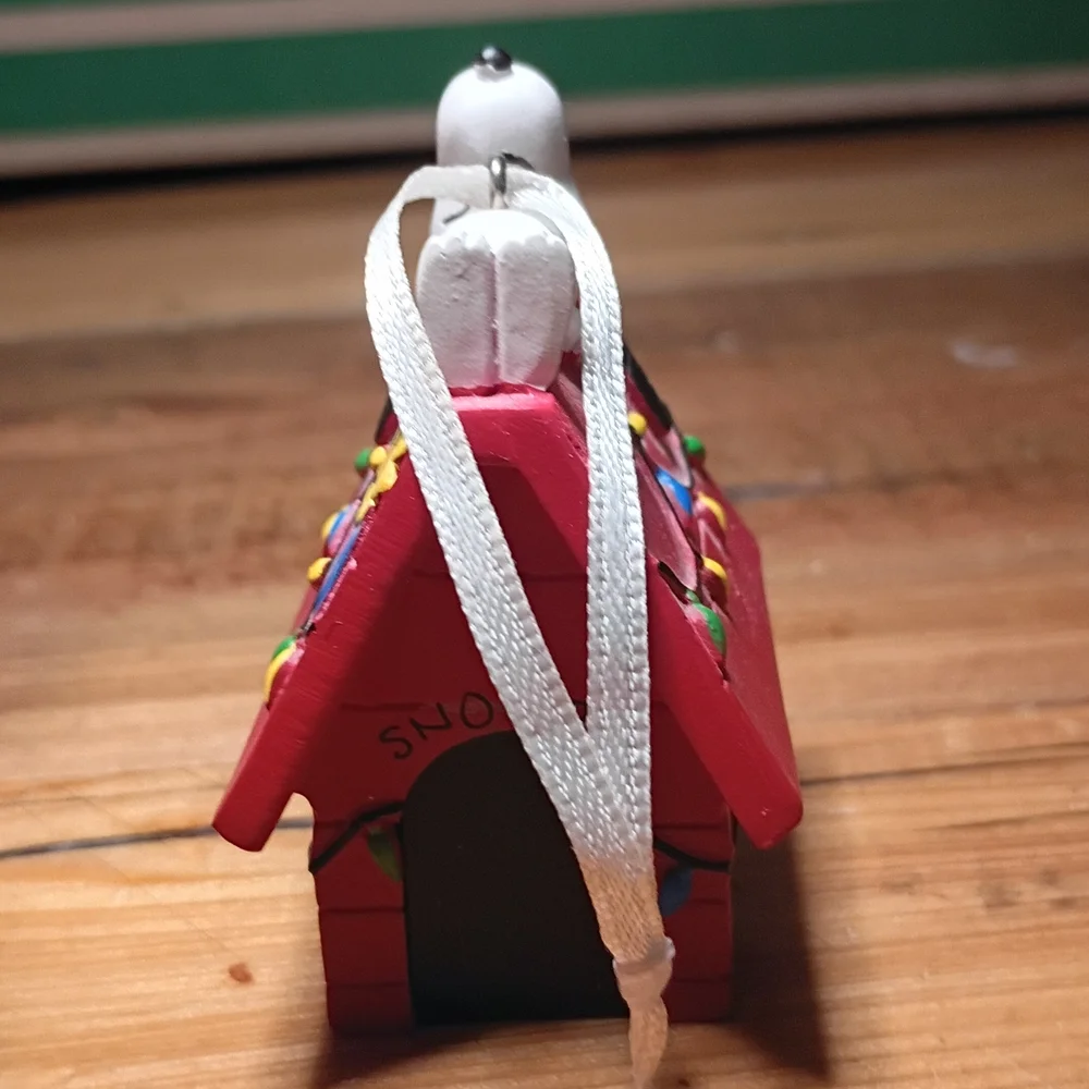 Peanuts Red Snoopy Doghouse Ornament with Festive Lights